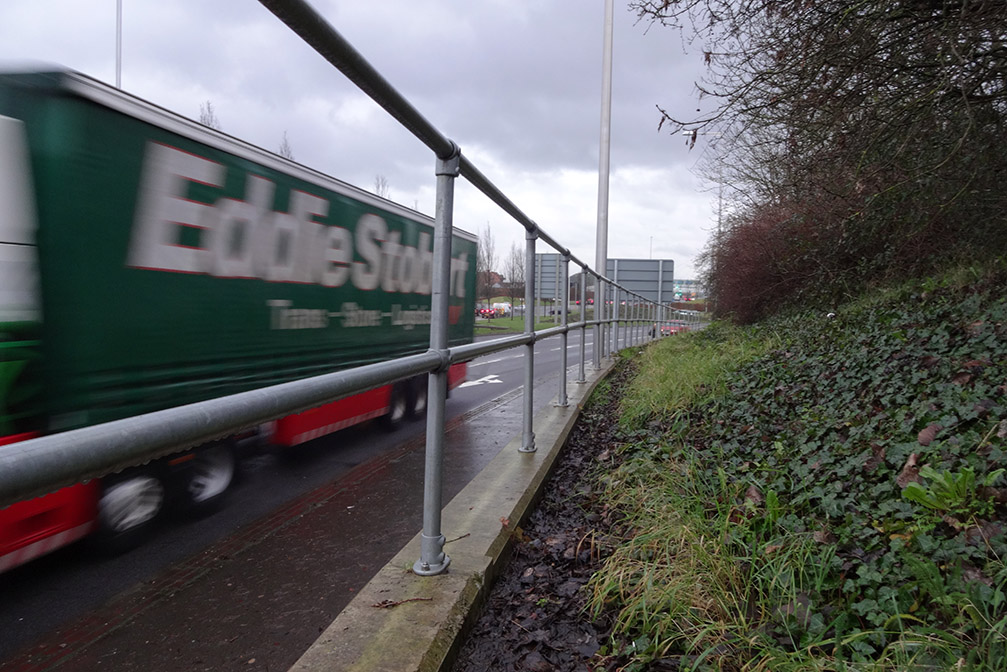 Galvanised Guardrail by the road | Railing system by the road | safety railing by the road