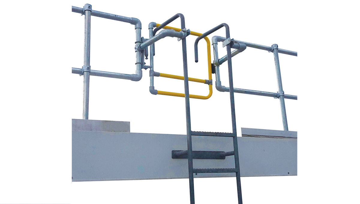 Ladder Railing System | non-penetrating fall protection solution | rooftop safe access | roof fall protection systems